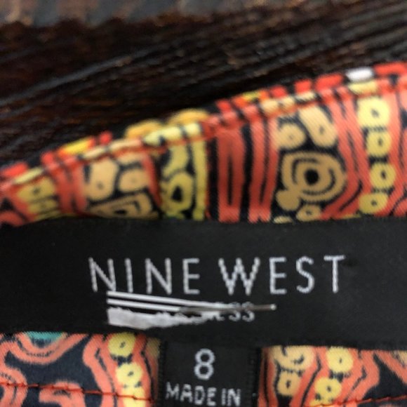 NineWest BeautifulOrange/yellow/greensatin dressSingleMom BreastCancerFundraiser - Picture 8 of 11